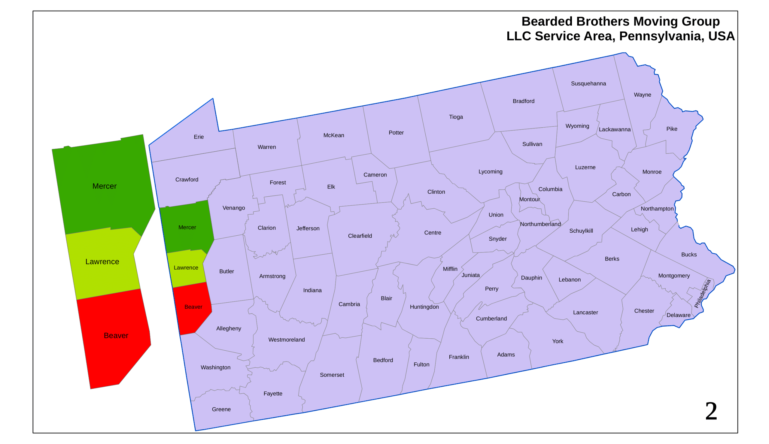 Map bearded brothers pennsylvania map